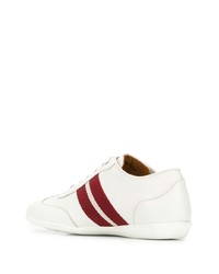 Baskets basses en cuir blanc et rouge Bally