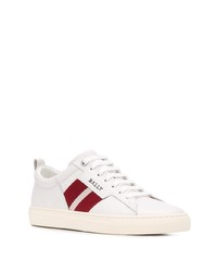 Baskets basses en cuir blanc et rouge Bally