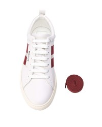 Baskets basses en cuir blanc et rouge Bally