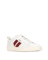 Baskets basses en cuir blanc et rouge Bally