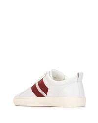 Baskets basses en cuir blanc et rouge Bally