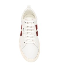 Baskets basses en cuir blanc et rouge Bally