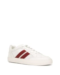 Baskets basses en cuir blanc et rouge Bally