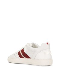 Baskets basses en cuir blanc et rouge Bally