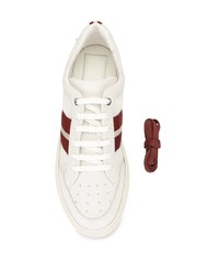 Baskets basses en cuir blanc et rouge Bally