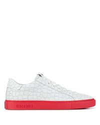 Baskets basses en cuir blanc et rouge Hide&Jack