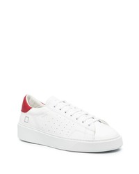 Baskets basses en cuir blanc et rouge D.A.T.E