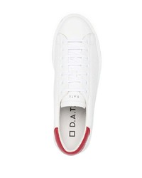 Baskets basses en cuir blanc et rouge D.A.T.E