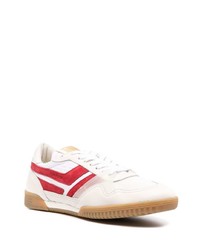 Baskets basses en cuir blanc et rouge Tom Ford