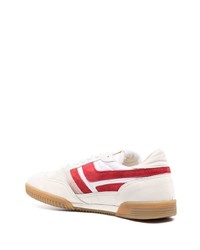 Baskets basses en cuir blanc et rouge Tom Ford