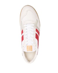 Baskets basses en cuir blanc et rouge Tom Ford