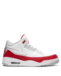 Baskets basses en cuir blanc et rouge Jordan