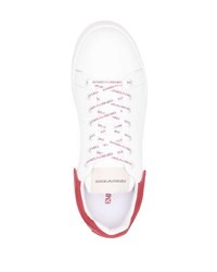 Baskets basses en cuir blanc et rouge Emporio Armani