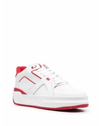 Baskets basses en cuir blanc et rouge Just Don