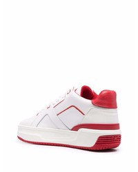 Baskets basses en cuir blanc et rouge Just Don