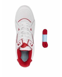 Baskets basses en cuir blanc et rouge Just Don