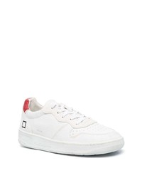 Baskets basses en cuir blanc et rouge D.A.T.E