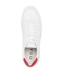 Baskets basses en cuir blanc et rouge D.A.T.E