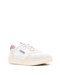 Baskets basses en cuir blanc et rouge AUTRY