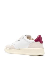 Baskets basses en cuir blanc et rouge AUTRY