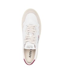 Baskets basses en cuir blanc et rouge AUTRY