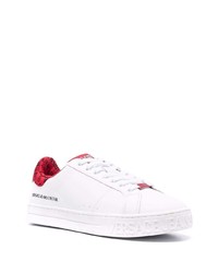 Baskets basses en cuir blanc et rouge VERSACE JEANS COUTURE