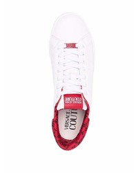 Baskets basses en cuir blanc et rouge VERSACE JEANS COUTURE