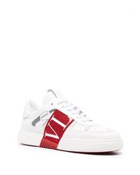 Baskets basses en cuir blanc et rouge Valentino Garavani