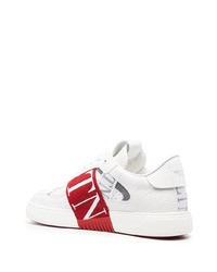 Baskets basses en cuir blanc et rouge Valentino Garavani