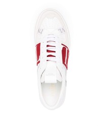 Baskets basses en cuir blanc et rouge Valentino Garavani