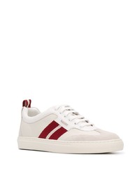 Baskets basses en cuir blanc et rouge Bally