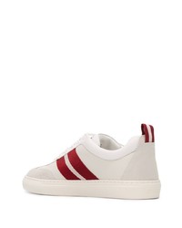 Baskets basses en cuir blanc et rouge Bally