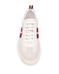 Baskets basses en cuir blanc et rouge Bally