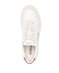 Baskets basses en cuir blanc et rouge AUTRY