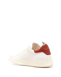 Baskets basses en cuir blanc et rouge Officine Creative