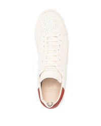 Baskets basses en cuir blanc et rouge Officine Creative