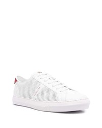 Baskets basses en cuir blanc et rouge Moncler