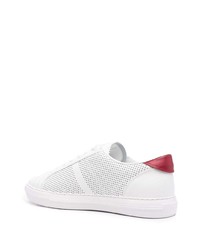 Baskets basses en cuir blanc et rouge Moncler