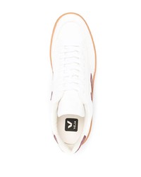 Baskets basses en cuir blanc et rouge Veja