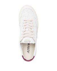 Baskets basses en cuir blanc et rouge AUTRY