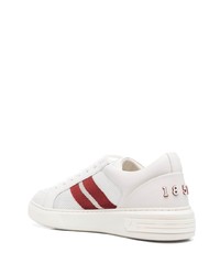 Baskets basses en cuir blanc et rouge Bally