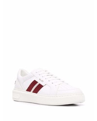 Baskets basses en cuir blanc et rouge Bally