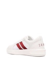 Baskets basses en cuir blanc et rouge Bally