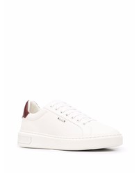 Baskets basses en cuir blanc et rouge Bally