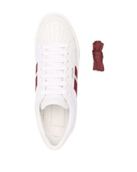 Baskets basses en cuir blanc et rouge Bally