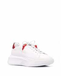 Baskets basses en cuir blanc et rouge Giuliano Galiano