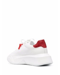 Baskets basses en cuir blanc et rouge Giuliano Galiano