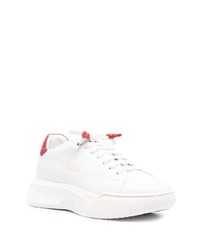 Baskets basses en cuir blanc et rouge Giuliano Galiano