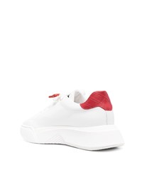 Baskets basses en cuir blanc et rouge Giuliano Galiano