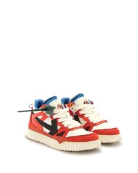 Baskets basses en cuir blanc et rouge Off-White